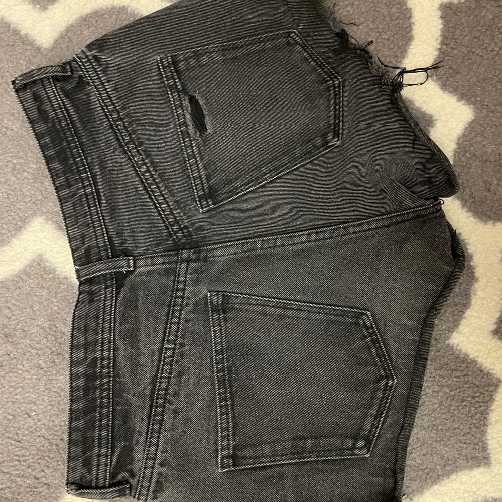 Black denim shorts